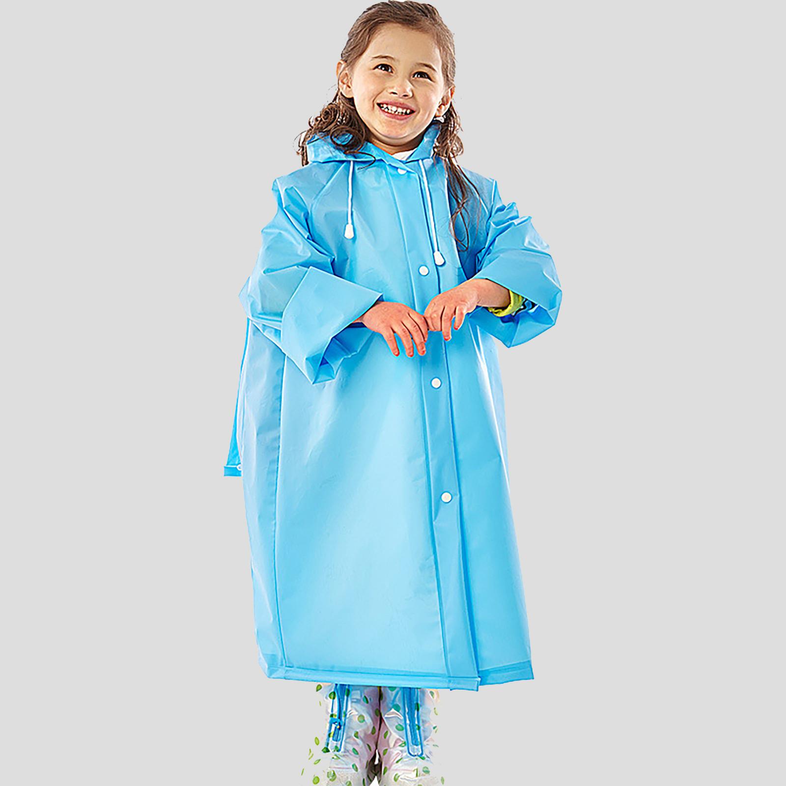 

Детский ветрозащитный и водонепроницаемый плащ для мальчиков и девочек с насадкой для школьной сумки M синий