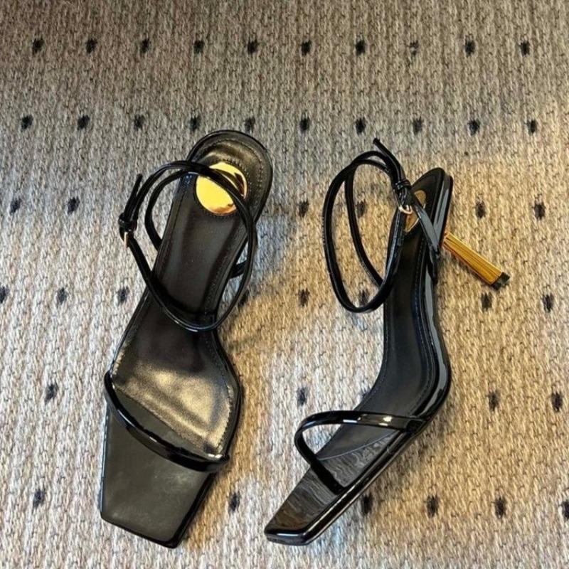 

Fashion 2025 Summer New Thin High Heel Sandals for Women Cross-border European Fashion Versatile Thick Sole Waterproof Sandals for Women 43 чёрный