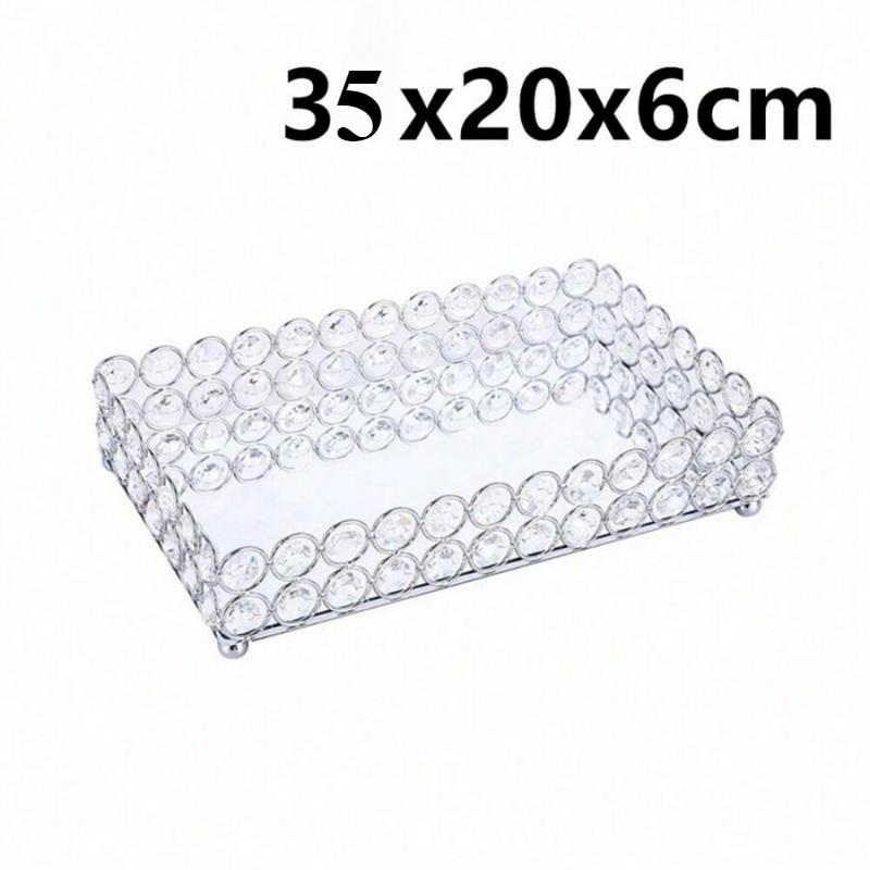 Crystal Mirror Tray, Cosmetics Tray, Perfume and Jewelry Display Tray, Table Decoration Fruit Tray for Holding Metal Cake Tray