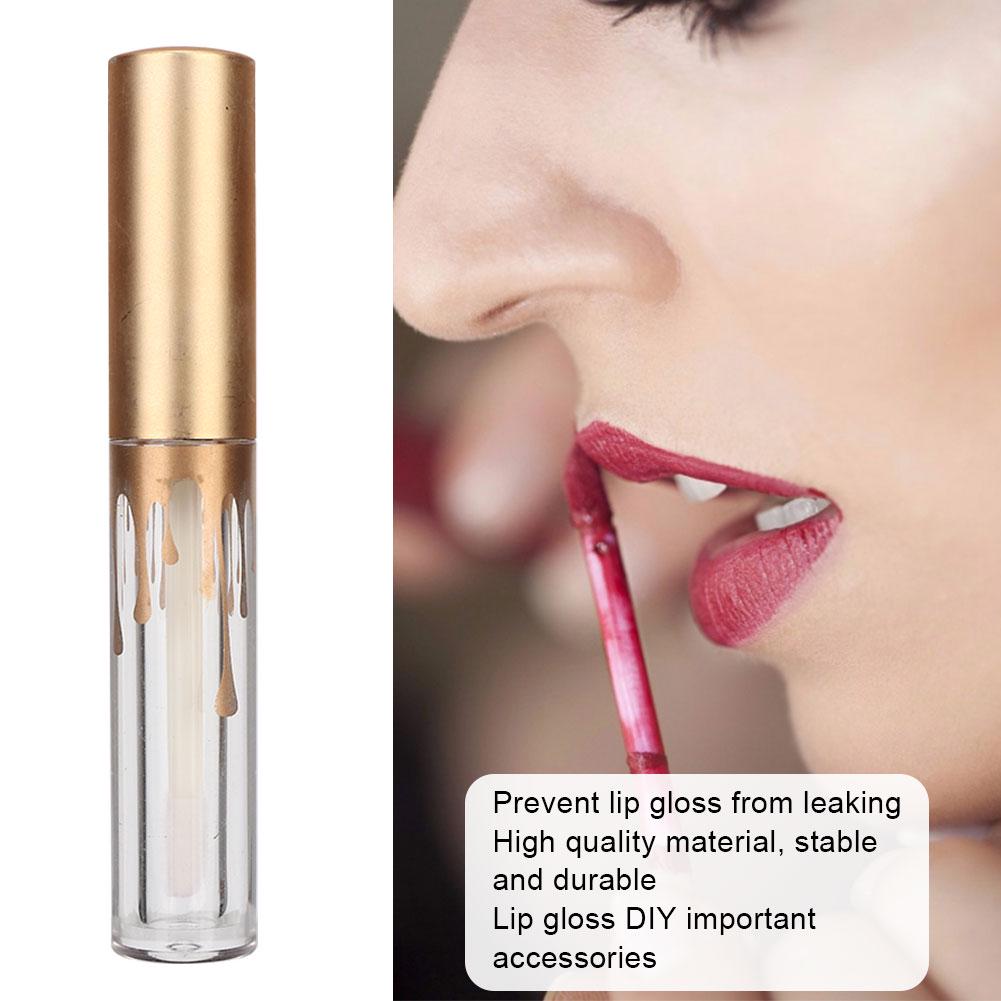 10pcs Empty Lip Gloss Tube DIY Lipstick Bottle Container Makeup Tool (2.5ml Pc Matte Gold Cap)