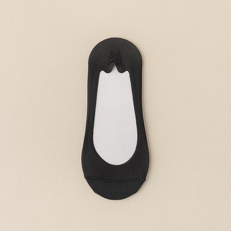 Women's Non-Slip Low-Cut Ice Silk Boat Socks – Summer Thin, Invisible, Pure Cotton, Short Style