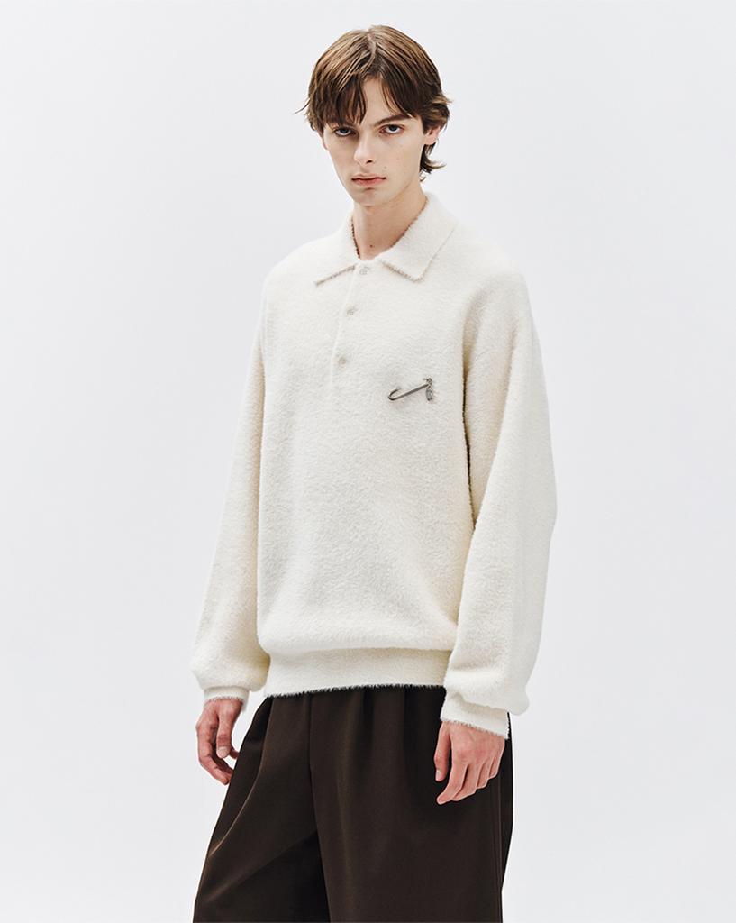 ZIOSONGZIO Semblance Hairy Collar Knit Cream Zh5Kt849Cr