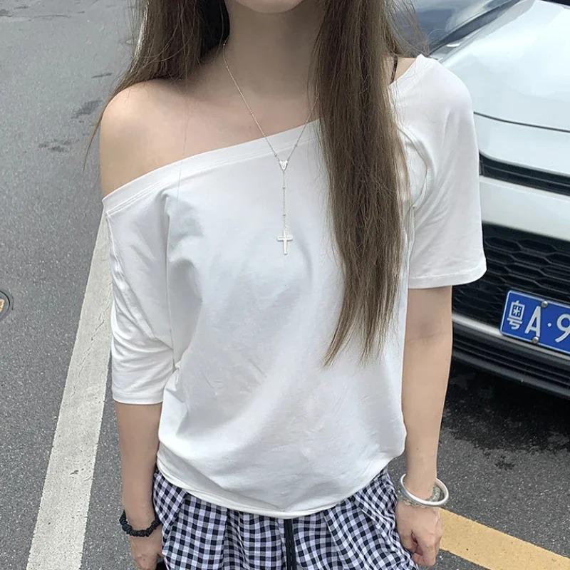 T-shirts Women Solid Simple Summer Casual Short Sleeve All-match Young Girls Streetwear Y2k Top Aesthetic Clothes Ins