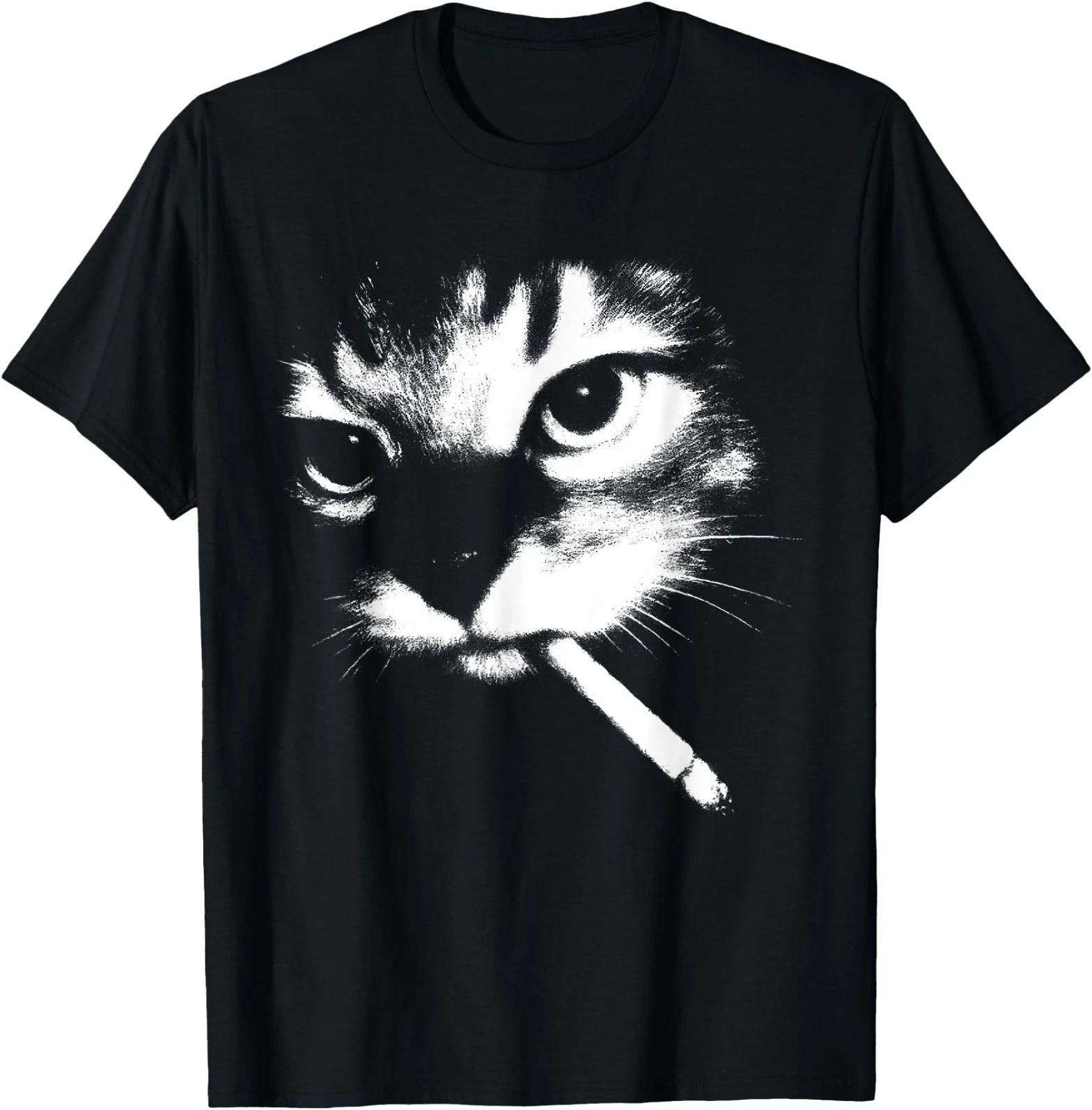 Smoking Cat Meme Funny Cigarette Kitty Gen Z T-Shirt S