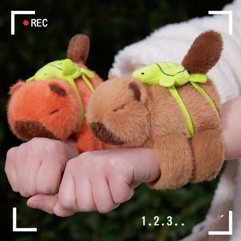 

Simulation Plush Doll Slap Bracelet Wagging Tail Capybara Plush Wrist Band Christmas Toy коричневий