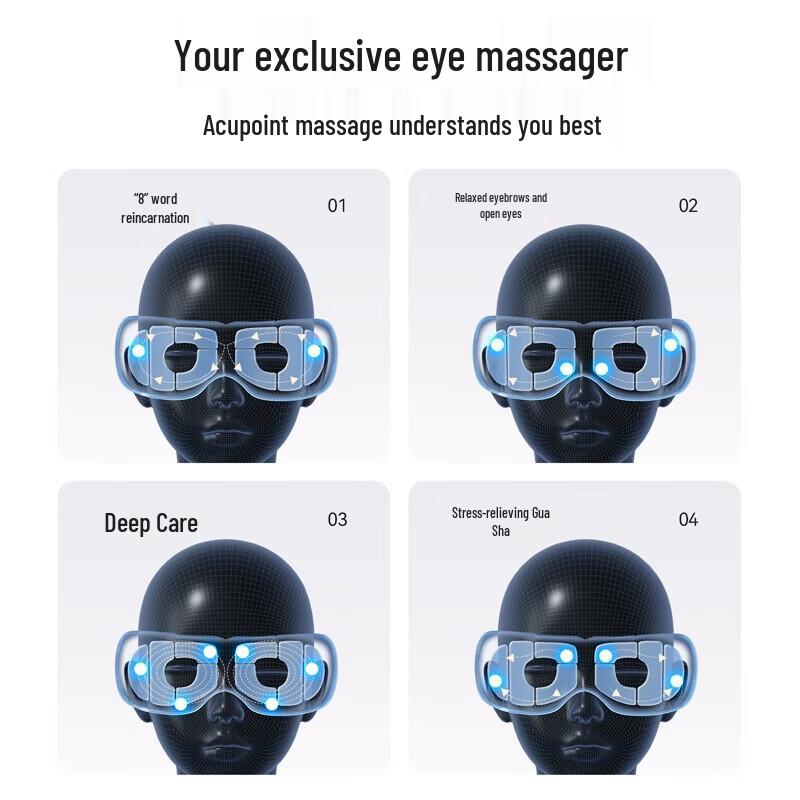 AUX Foldable Eye Massager with Heat and Bluetooth CN plug (adapter included)