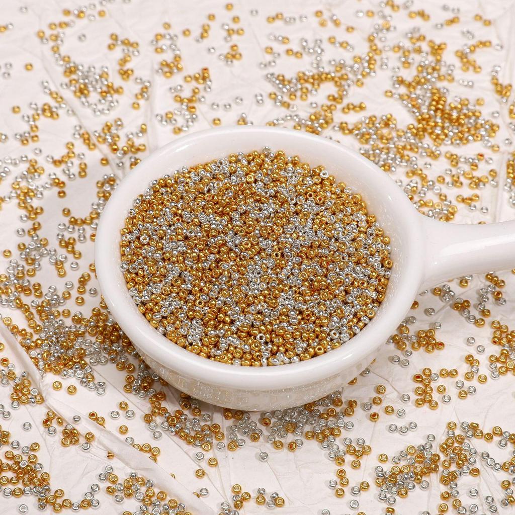 Hochwertige galvanisierte Gold Silber Rocailles (1,5-4mm) für DIY-Quasten, Haarnadeln, Armbänder und Schmuck
