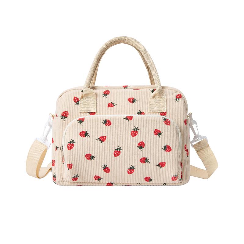 Women's Insulated Strawberry Handbag: Portable Lunch Tote & Picnic Bento Bag
