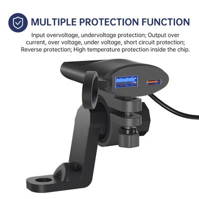 Motorcycle Phone Charger Dual USB AC Quick Charge 3.0 Motorcycle USB Charger Intelligent Power