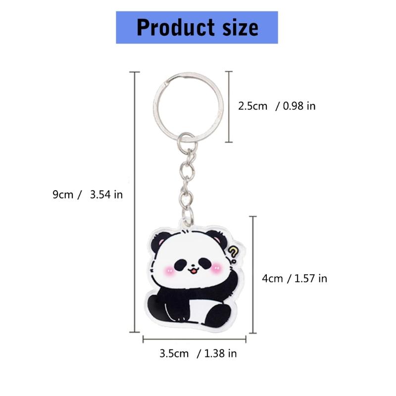 Pack Of 6 Panda Charm Keychain Handmade Acrylic Keyring Stylish Backpack Pendant for Animal Lovers and Gift Giving