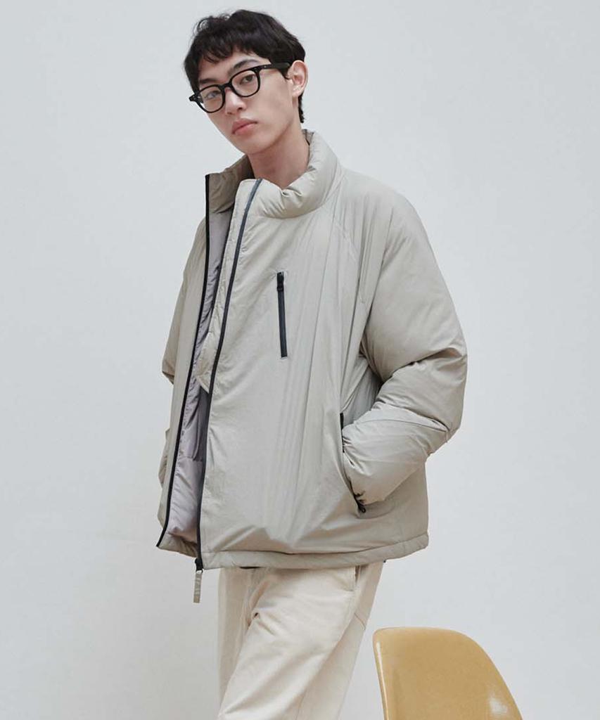 Plac Curved Zipper Short Puffer Beige