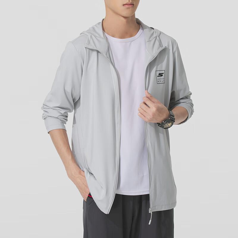 Skechers Fashion Sports Series Logo Letter Hooded Running Fitness Training Long Sleeve Jacket Unisex Jackets Dawn-Blue Gray P225U130-02VP