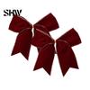 Retro Christmas Ornaments 2Pcs Tree Bow Decors, Velvet Fabric Holiday Wreath Hanging Ornament Decorations for Home, Festive Garland Wedding