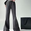 Elegant Women Casual Wide Leg Flare Pants New Fashion High Waist Loose Solid Straight Trousers Women Solid Drawstring Simple Office Ladies Pants 2344