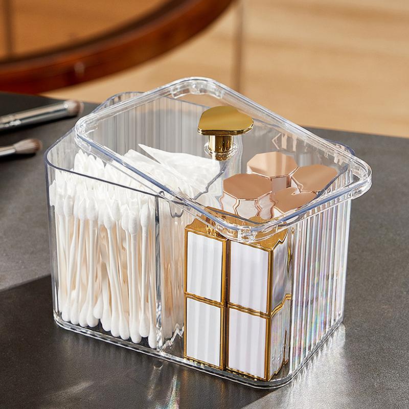 Transparent Cotton Swab Storage Box Desktop Dust-Proof Makeup Removal Cotton Lipstick Cosmetics Storage Organization