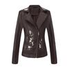 Women’s Faux Leather Jackets Embroidered Flower PU Bomber Coat Diagonal Zipper Outer Wear Autumn Winter Spring Motorcycle Biker Jacket