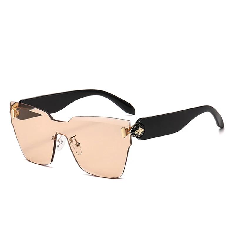 

New Fashion Brand Luxury Designer Sunglasses Women Snake Oversized Vintage Shades Glasses Travel Rimless Trendy Sunglasses