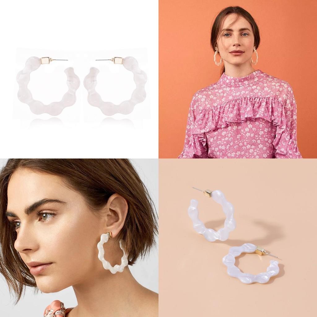 Fashionable U-shape White Alloy Earrings Trendy Modern Jewelry For Women