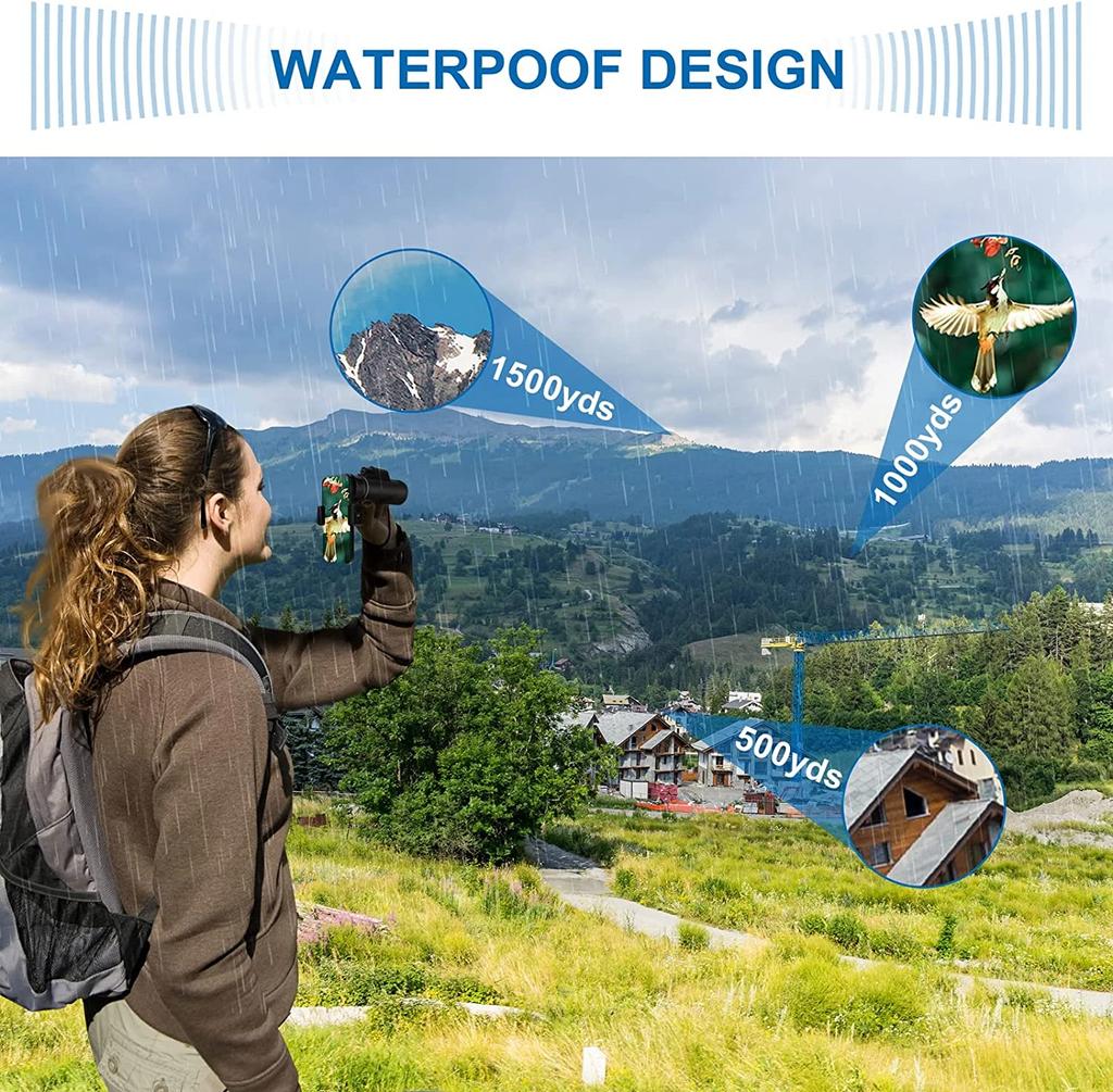 80x100 Hd Monocular Telescope Hd Zoom, Long Range Powerful Scope With Tripod & Phone Clip For Camping Outdoor Tourism