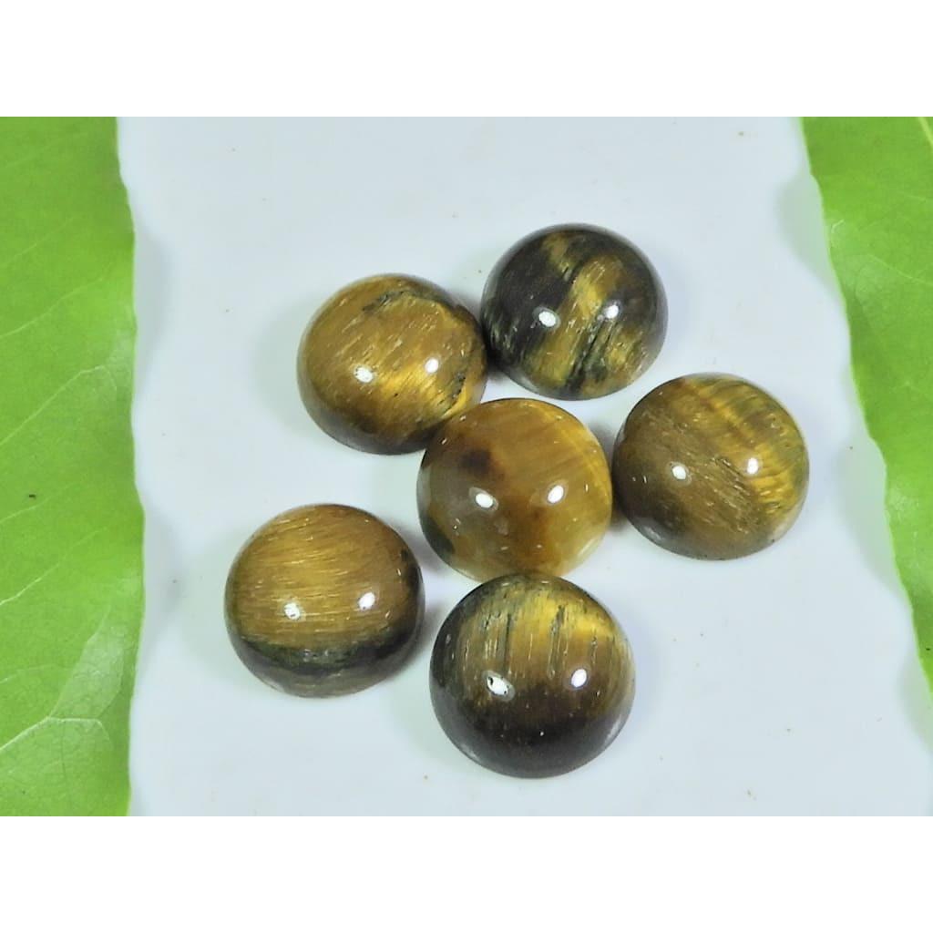 

11 мм Натуральный тигровый глаз Круглый кабошон Свободный драгоценный камень Лот 6 шт. 41 карат. А-522