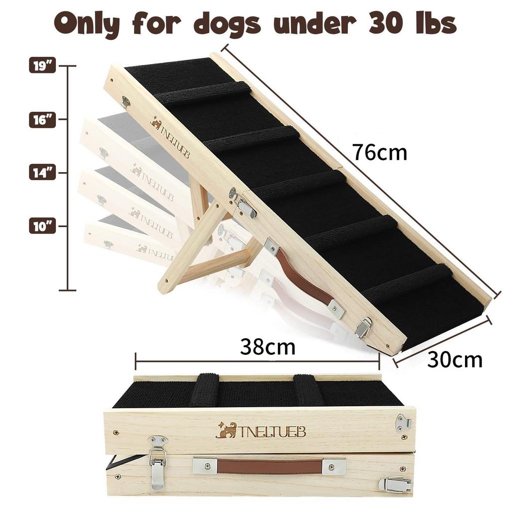 Verstellbare Hundetreppe aus Massivholz: Faltbare Haustiertreppe für Autos und Sofas