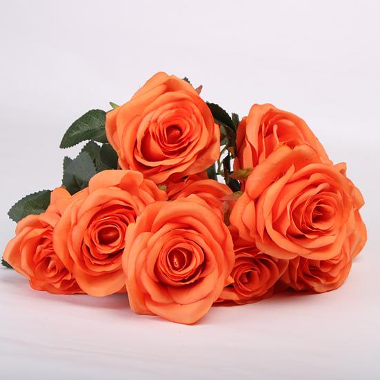 Delicate Texture Faux Silk Flower Good Bent Freely 10 Heads Wedding Rose Floral Decor Simulation Flower