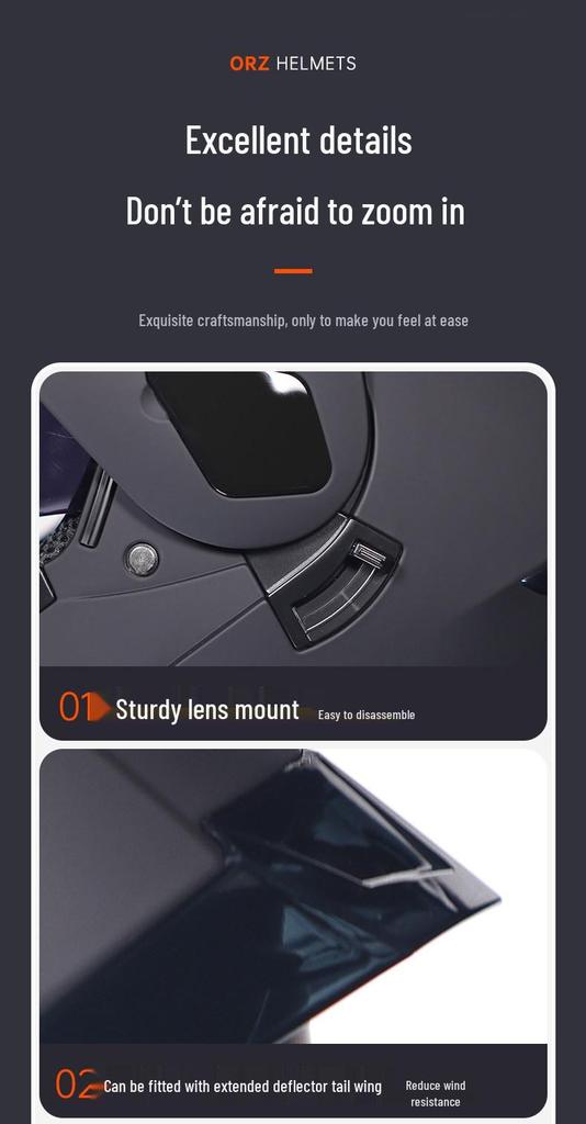 ORZ Bluetooth Flip-up Dual Visor Motorcycle Helmet for Men & Women, HD Full Face, Wingxin Certified for All Seasons.