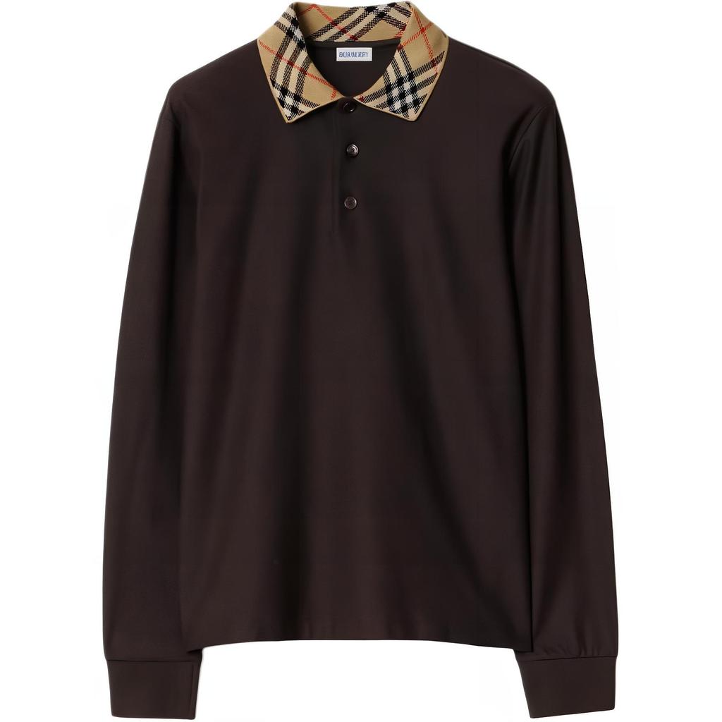 Burberry Check Collared Long Sleeved Polo Shirt 81160121