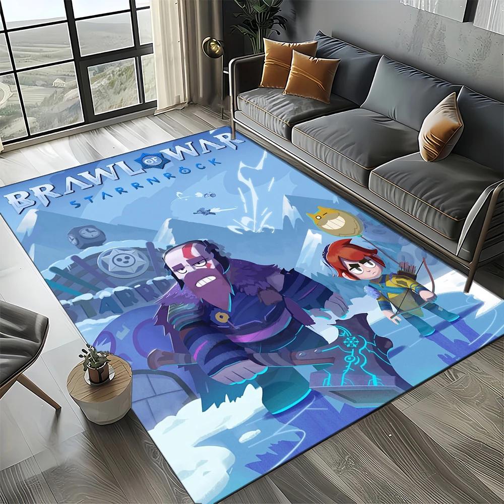 HOT B-Brawlls Cartoon Game 3D Print Rug Carpet for Living Room Bedroom Home Decor,kids Play Non-slip for Sofa Doormat