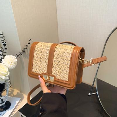 Women's Straw Leather Fabric Bag  Small Shoulder Bags  Luxurious Design  Beach Bags  Crossbody Bag for Ladies  New Fashion
