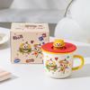 Fun burger ceramic mug three-dimensional coffee with lid water cup student office living room breakfast milk cup