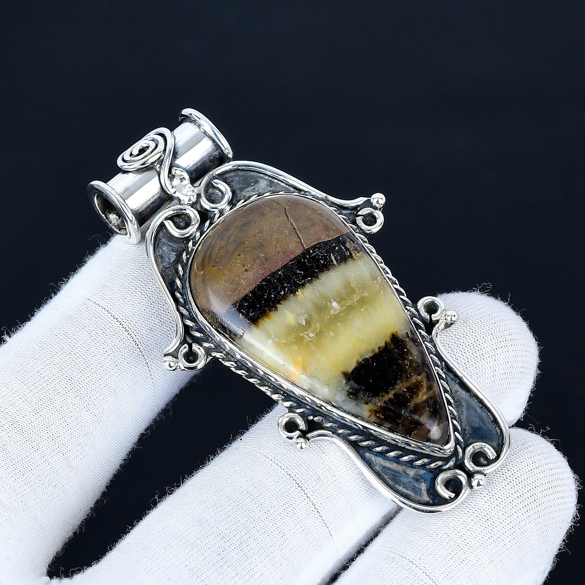 

Septarian Pendant, 925 Sterling Silver Handmade Jewelry, Septarian Silver Pendant, Party Wear Jewelry For Women s, Pendant Wadding Gift 7.5 Cm коричневый