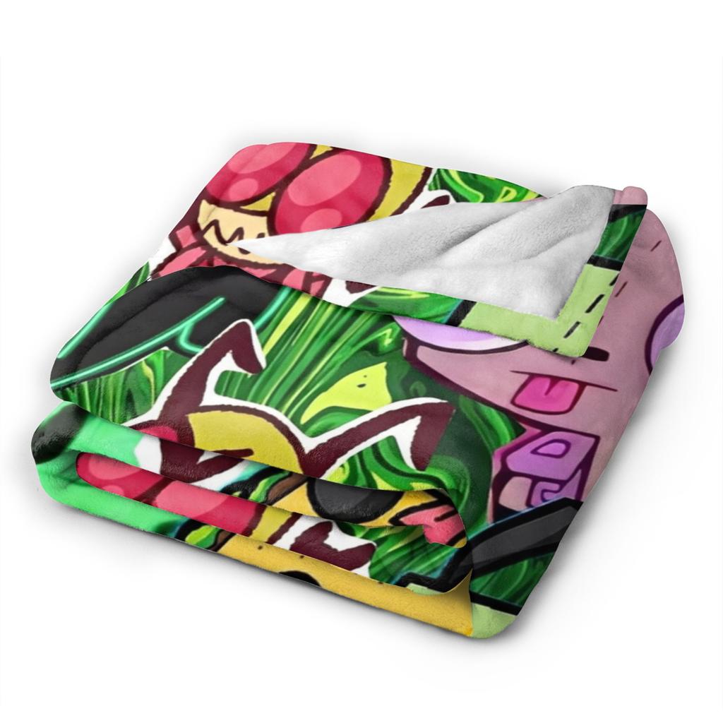 Invaders Zims Kawaii Cartoon Blanket Flannel Vintage Breathable Throw Blankets for Bedspread Summer,