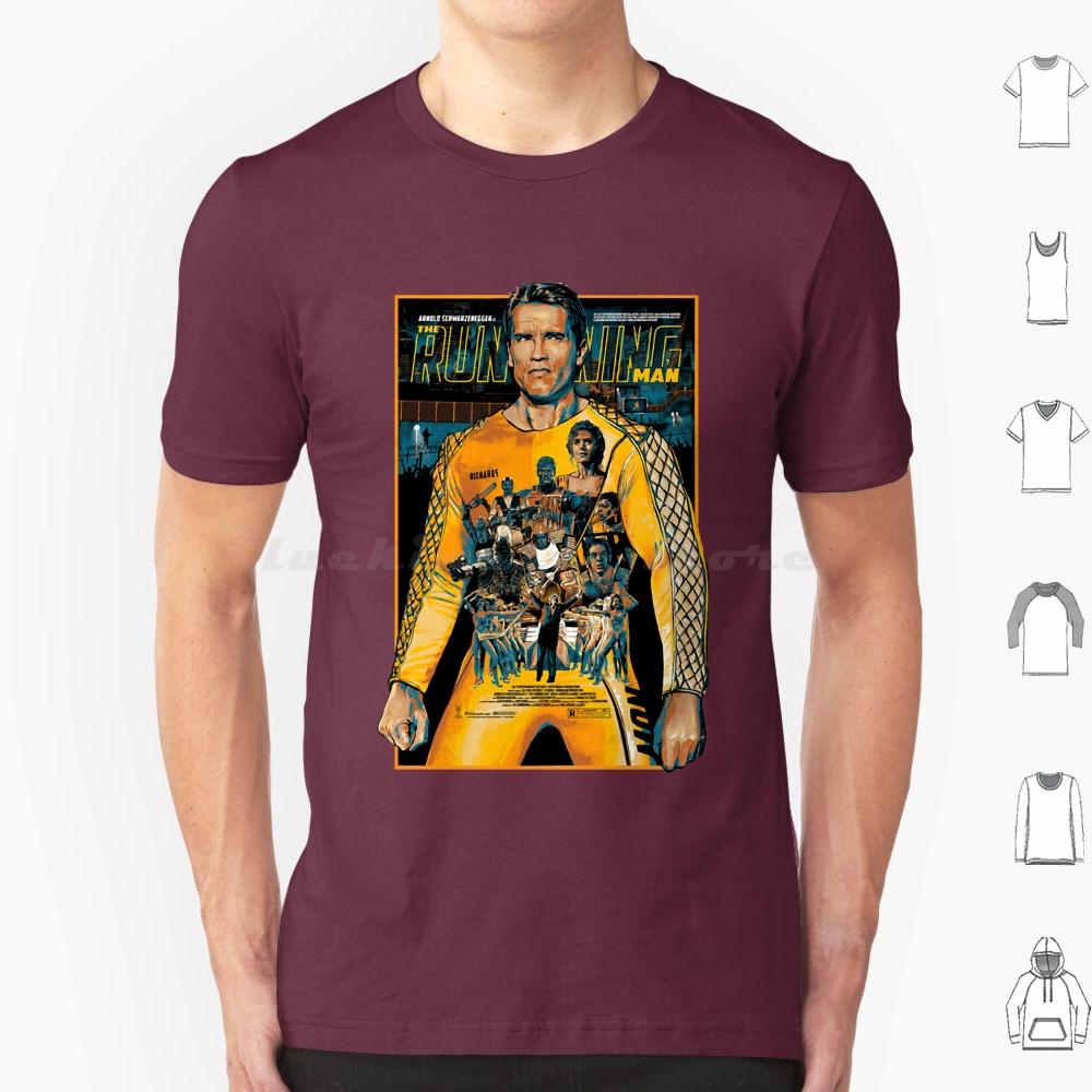 The Running Man Poster T Shirt Big Size 100 Cotton The Running Man Arnie Schwarzenegger Movie Action 80s Retro Geek Arnold