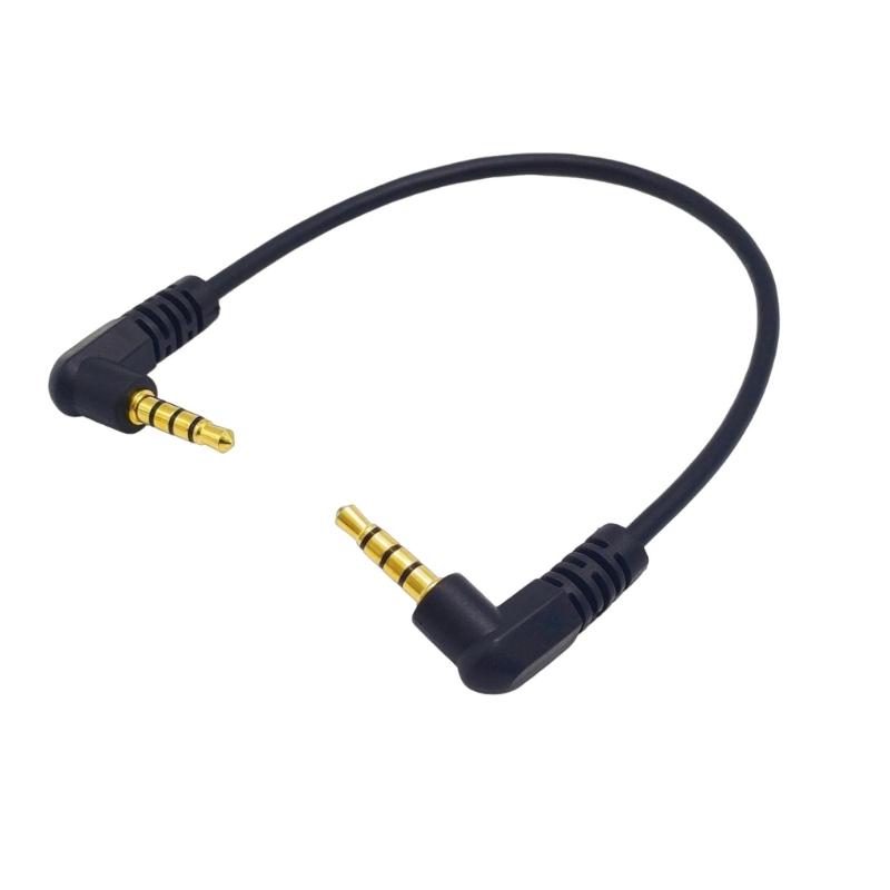 

20cm Gold Plated 3.5mm Male to Male Auditory Cable with Doube Angled Connectors Short Earphone Line чорний