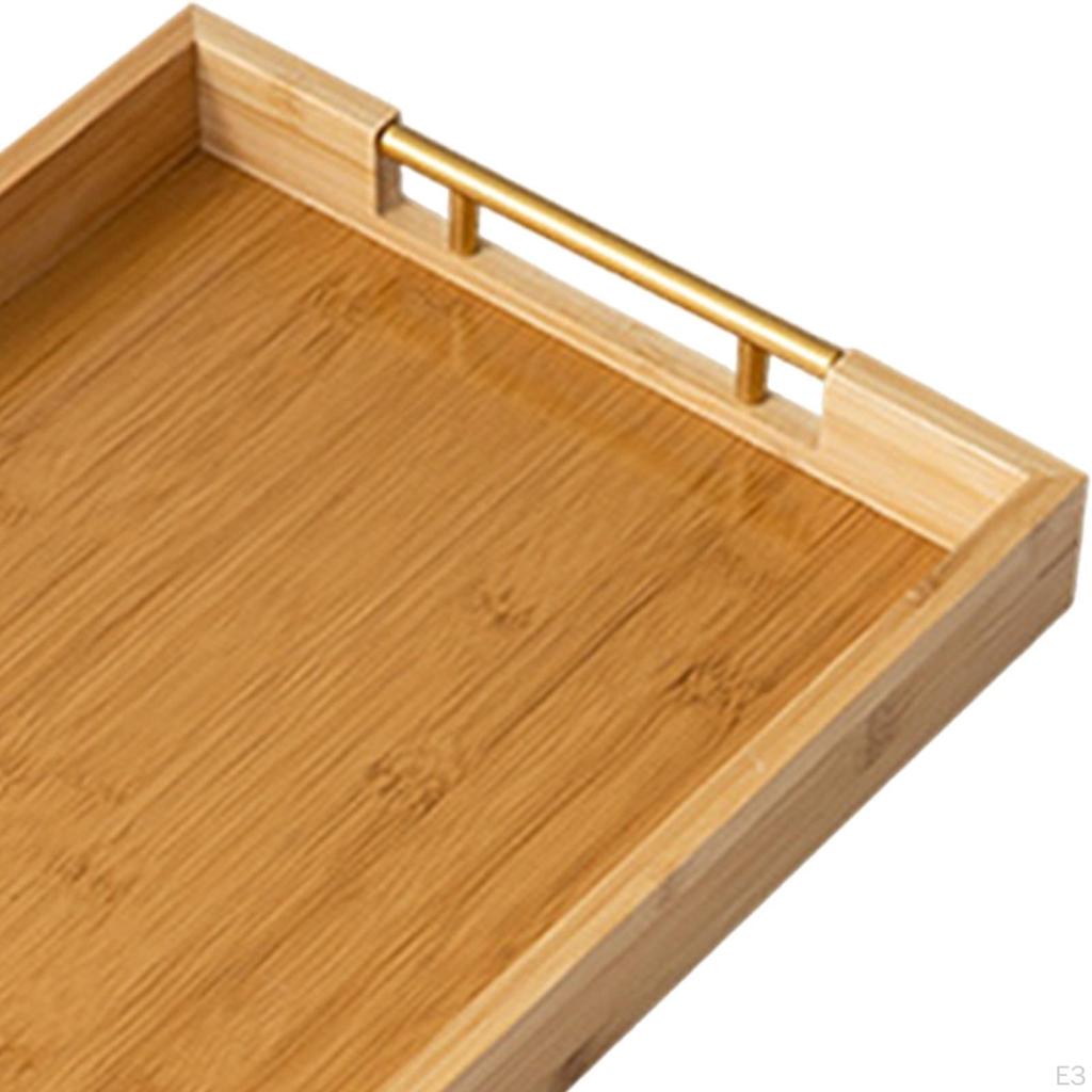 Bamboo Serving Tray Breakfast Rustic Wood Platter Kitchen Food for Lunch