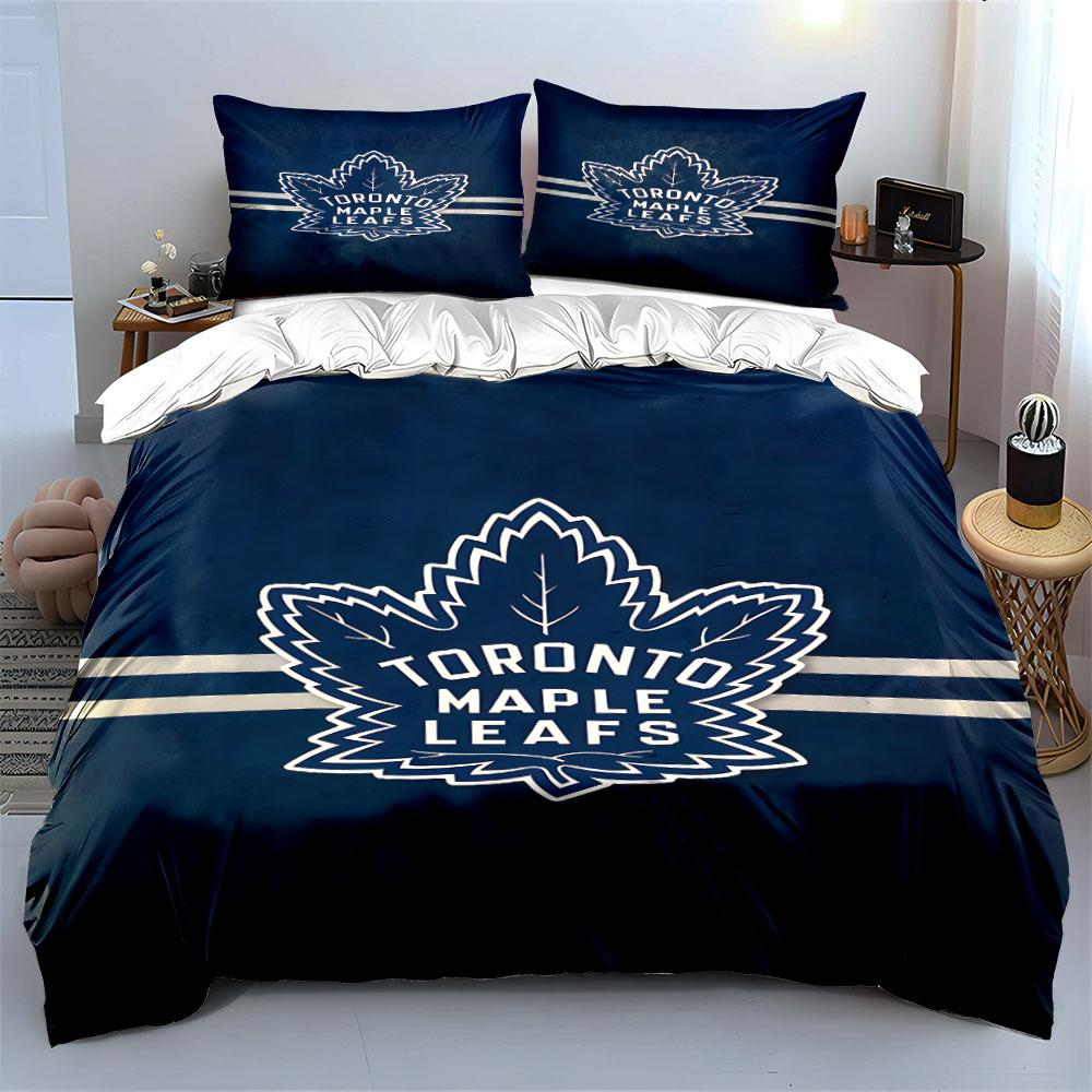 "Toronto Maple Leafs Logo Bedding Design" Print Bedding Set Duvet Cover Pillowcases (1* Duvet Cover 2* Pillowcases Do Not Include Comforter)