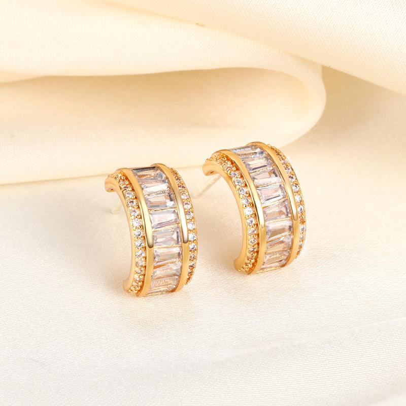 Wind full diamond stud earrings niche design earrings