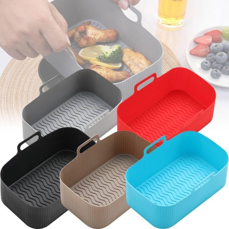 Air Silicone Fryer Pot Rectangle Baking Tray Basket Non Stick Kitchen Tools