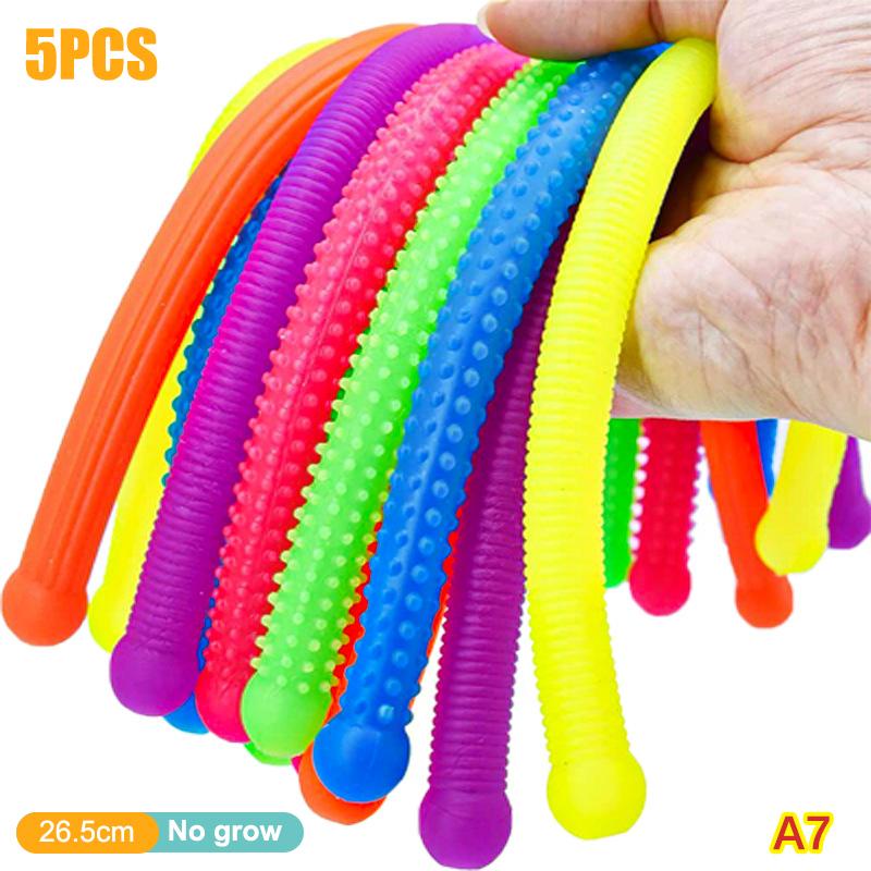 5pcs Simulated Elastic Decompression Noodles Stretchy String Fidgets Sensory Toys Strengthen Arms Stress Reliever Toys