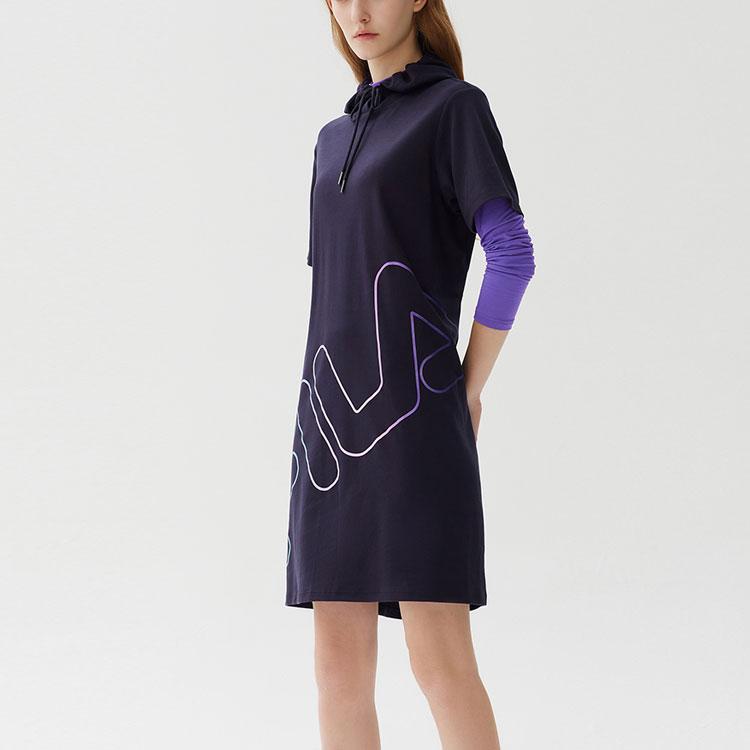 FILA Fitted Hooded Short Sleeve Dress Women dresses Legendary-Blue F51W128355F-NV