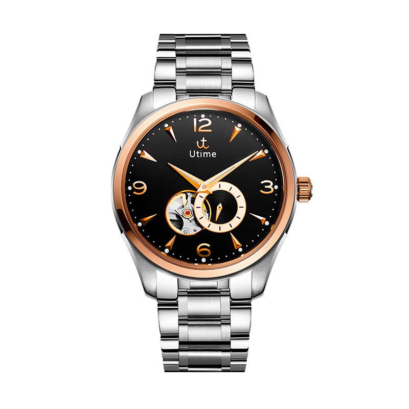 Utime High-End Watches Mechanical Men'S Waterproof Watches Business Luminous Solid Steel Belt Hollow Men'S Watches