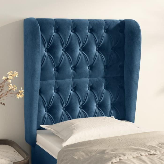 VidaXL Tête de lit avec oreilles Bleu foncé 83x23x118-128 cm Velours3118326