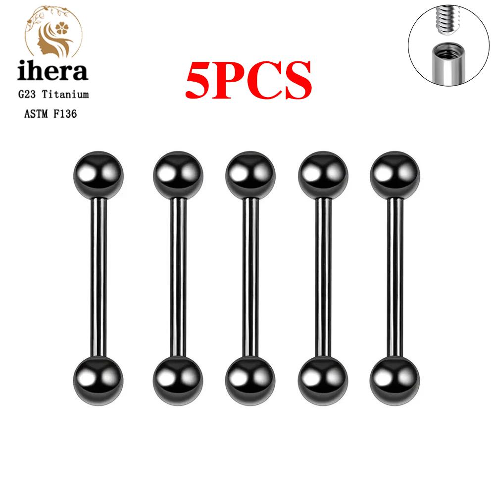 5/10PCS G23 Titanium Piercing Long Industrial Barbell Ring Tongue Nipple Bar 14G 16G Internal Thread Ear Cartilage Body Jewelry