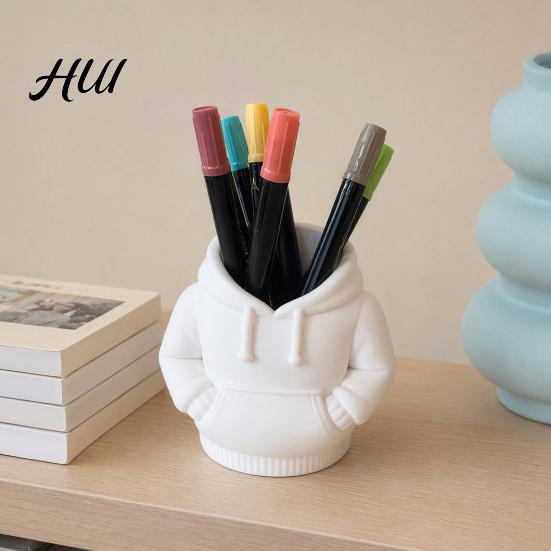 Stylish Stationery Holder 3D Printed Hoodie Pen Holder, Sweatshirt Shape Desk Organizer, Makeup Brush Creative Storage for Pens, Brushes, Office