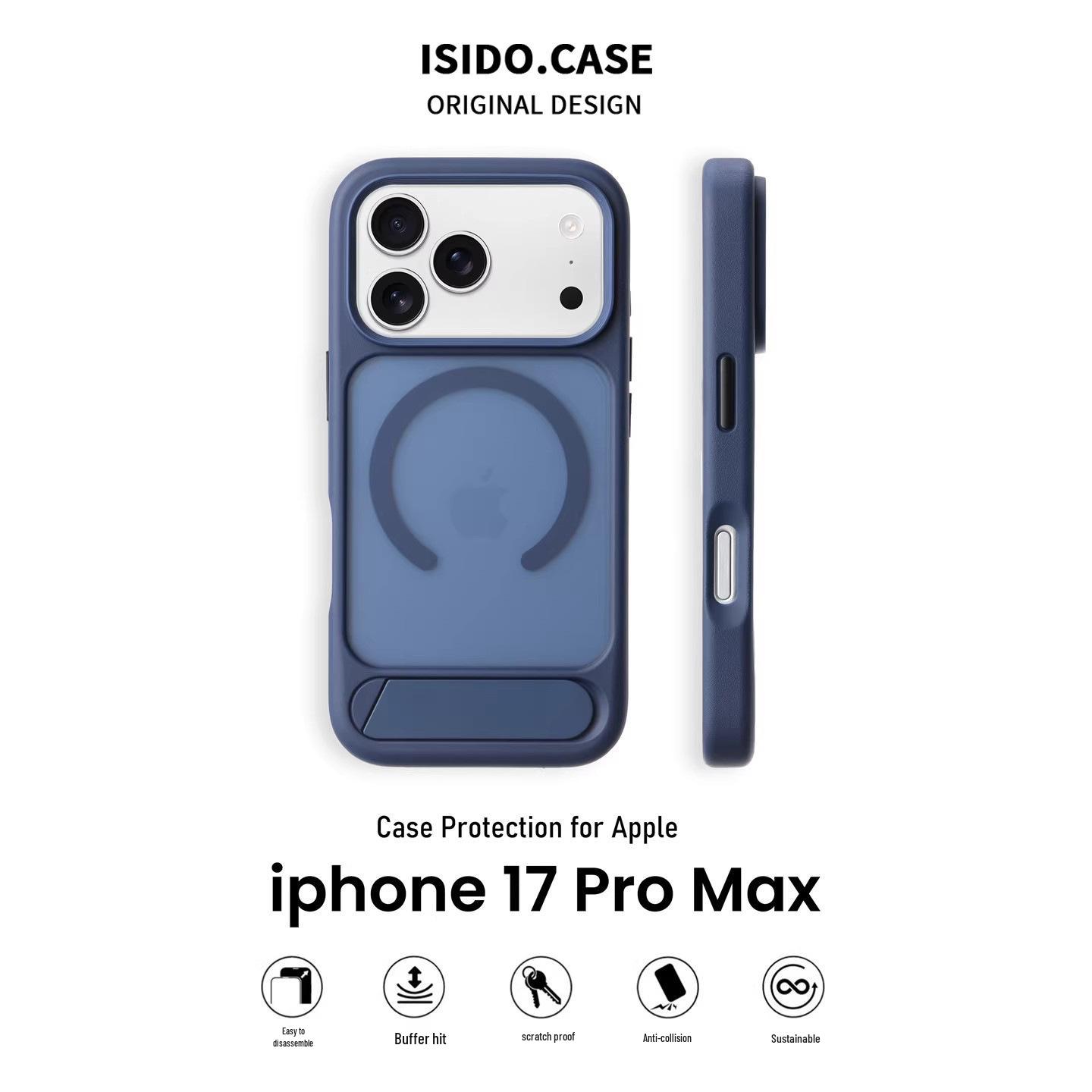 

Apple 17 Pro Max Matte Magnetic Stand Case & Apple 16 Hard Protective Case iPhone 17 Pro прозрачный/синий