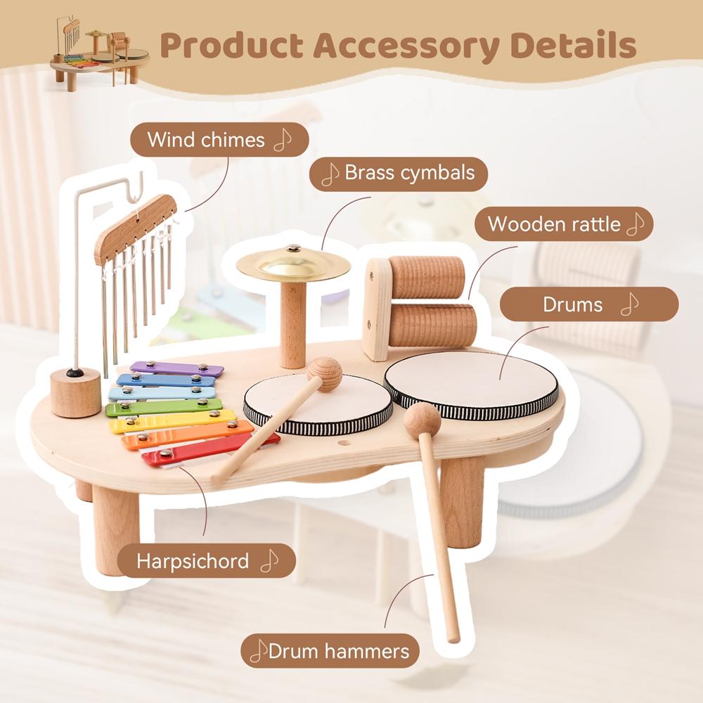 Baby Lernspielzeug Holz Musikinstrumente Montessori Musikspielzeug für Kinder Xylophon Neugeborenen Geburtstagsgeschenke Musiktisch T