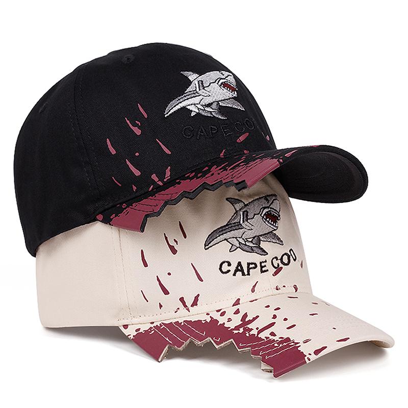 My Extreme Outdoor Activities Women's Black 2025 Simple New Hip Hop Hat Creative Shark Embroidery Skateboard Hat Personalized Fashion Gap Baseball Hat Outdoor Sunshade Hat