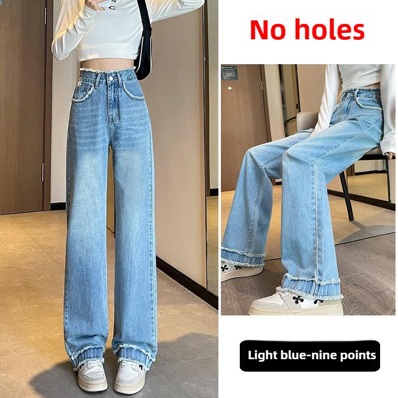 

GMXIA Женские модные повседневные брюки с однотонным принтом и высокой талией и капри XXL бледно-синий