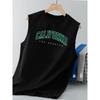 Pure Cotton Men's Summer Casual Loose California Pattern Printed Fitness Breathable Round Neck Sleeveless vest-H13